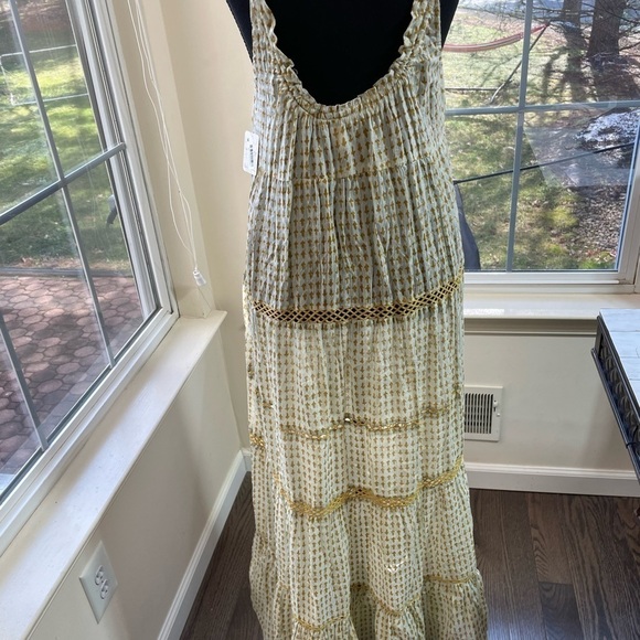 Free People Women’s Midnight Dance Printed Cotton Maxi Dress Light Grey XS - Picture 14 of 16